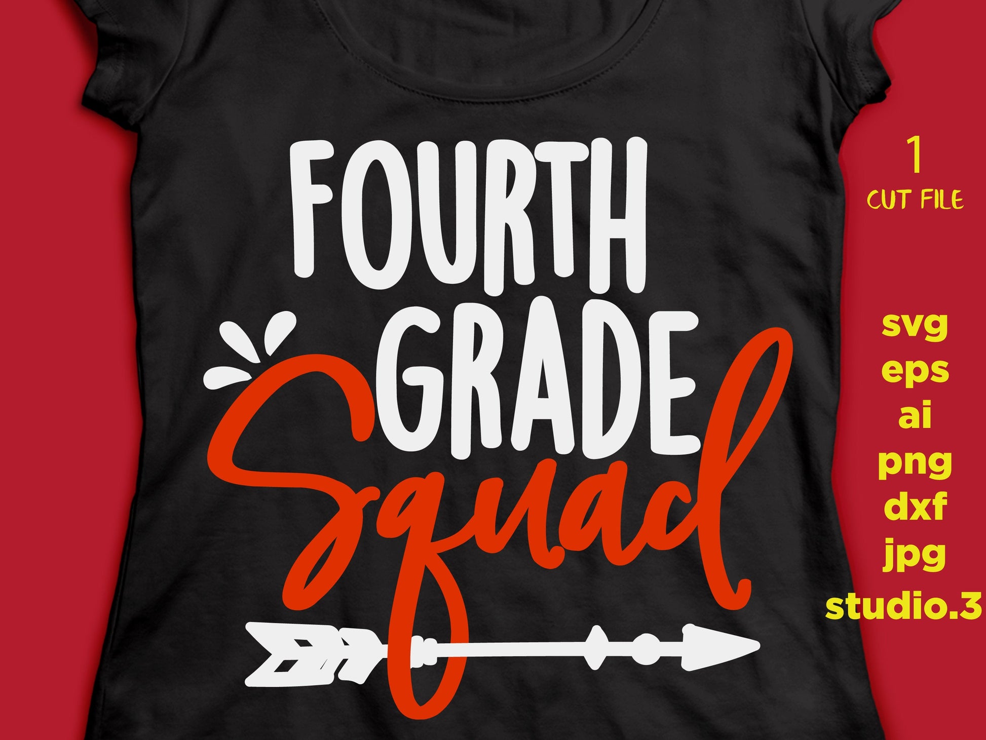 Fourth grade squad, 4rd grade svg, squad svg, School svg, DxF, EpS, cut file, jpg reverse for paper transfer, for Cricut & silhouette