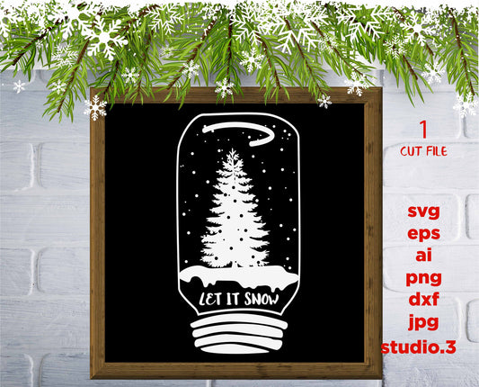 Let it Snow Svg, Christmas Svg, Christmas tree svg, Christmas DXF, eps, png, jpg mirror for paper transfer, cut file, cricut, silhouette