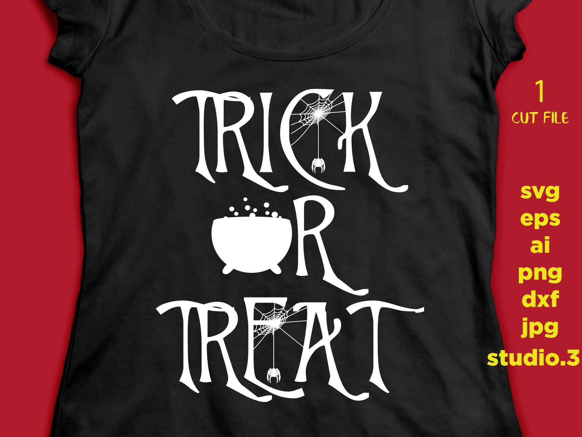 Trick or treat, Halloween Quote, Halloween Svg, dxf, cut file, eps, png, jpg for paper transfer, cut file, for cricut or silhouette