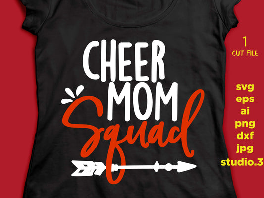 CHEER Mom squad, Cheer Mom,  cheer svg, DxF, EpS, cut file, jpg reverse for paper transfer, for Cricut & silhouette