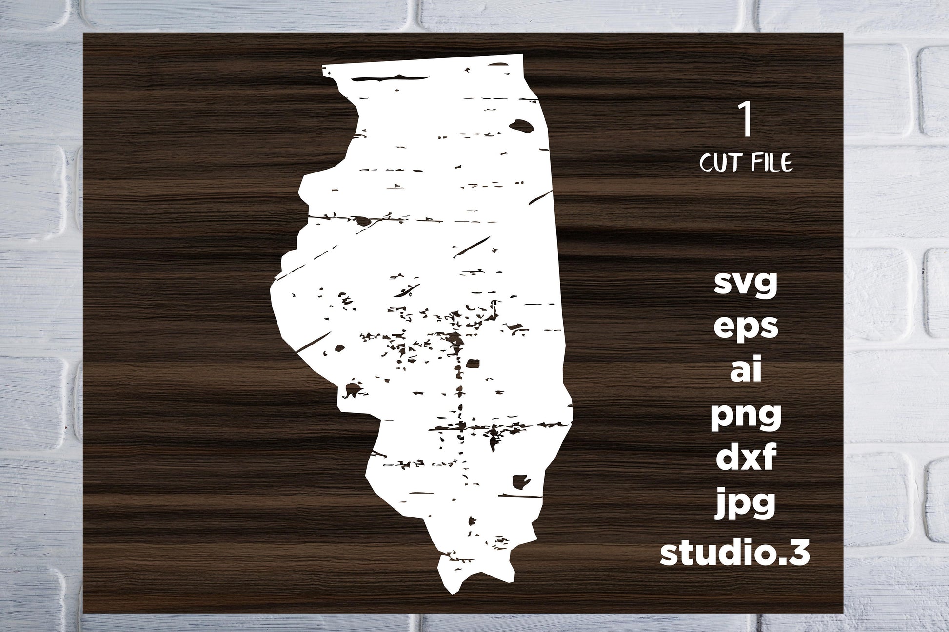 Illinois, Illinois Distressed. svg, eps, dxf, Cut File, iron on, Silhouette, Printable, Download, Cricut, digital file, Illinois state