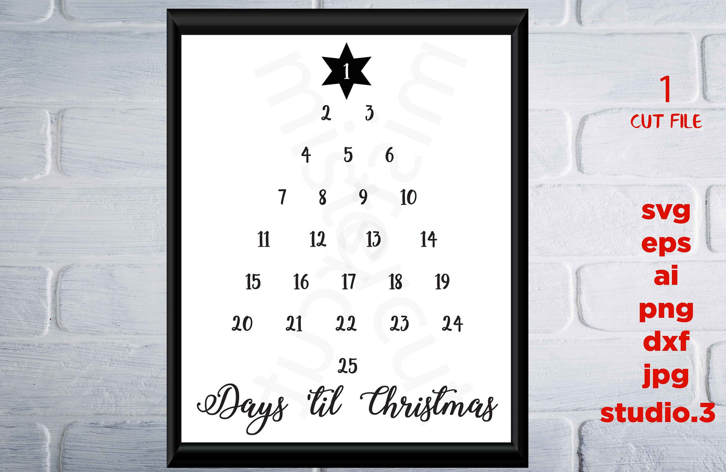 Days 'til Christmas, Christmas svg, Advent Calendar, Christmas Countdown, Christmas Tree svg, png, jpg, cut file, cricut or silhouette