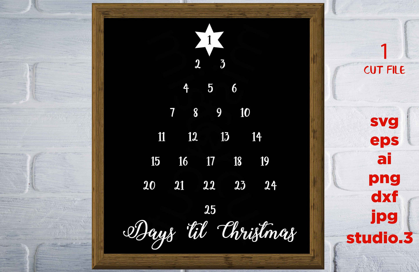 Days 'til Christmas, Christmas svg, Advent Calendar, Christmas Countdown, Christmas Tree svg, png, jpg, cut file, cricut or silhouette