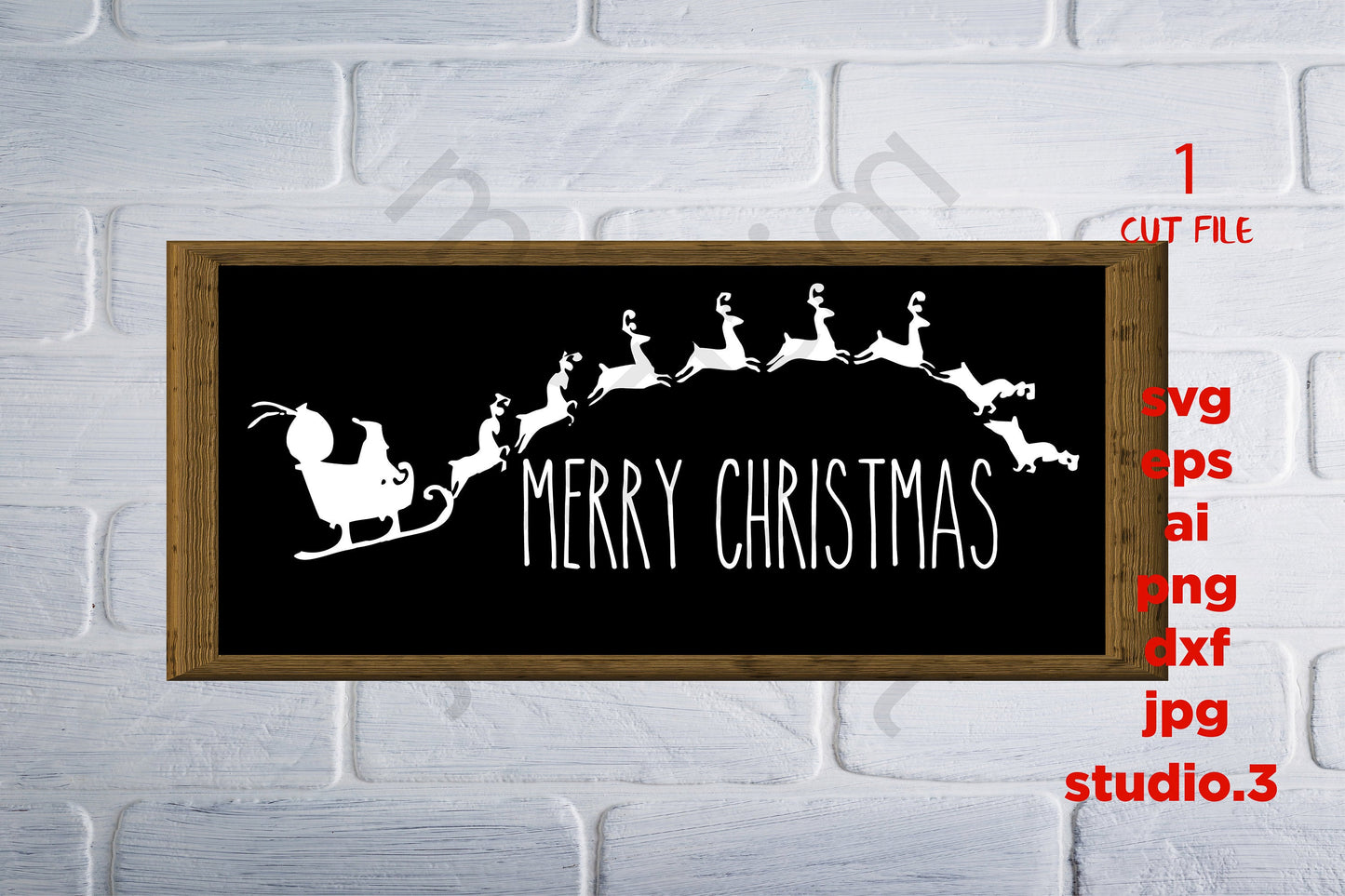 Merry Christmas Svg, santa svg, santa with sleight, Christmas Svg File, Holiday Svg File, Christmas Svg, Svg for wood signs