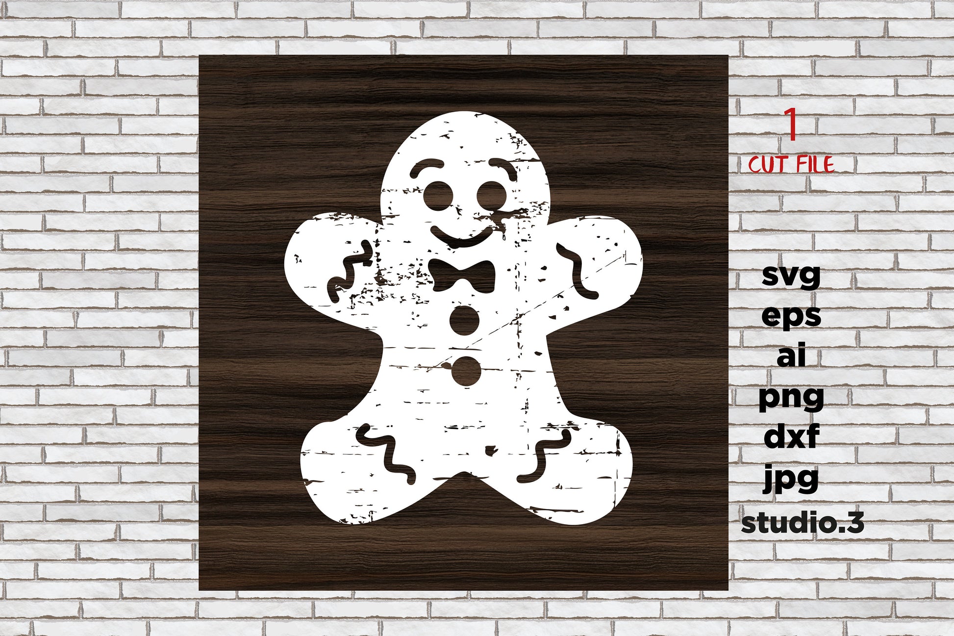 Gingerbread man svg, Christmas SVG, grunge svg, christmas cookie SVG, vintage svg, rustic svg, Digital Download, distressed, dxf, eps