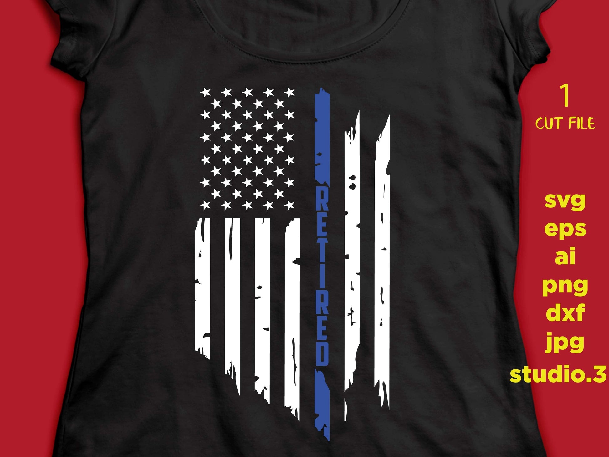 USA flag thin blue line SVG, police retired, DFX, Cut file Cricut explore file, decal Patriotic t shirt, fourt of july, cut file, png, jpeg