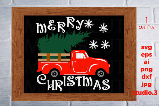 Merry Christmas, Christmas Truck, tree truck, tree Svg, DXF, eps, png, jpg mirror for paper on transfer, cut file, for cricut or silhouette