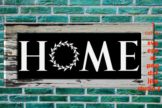 Home svg, Home with Wreath SVG, eps, png, jpg for paper on transfer, cut file, Modern Farmhouse, Cricut or silhouette