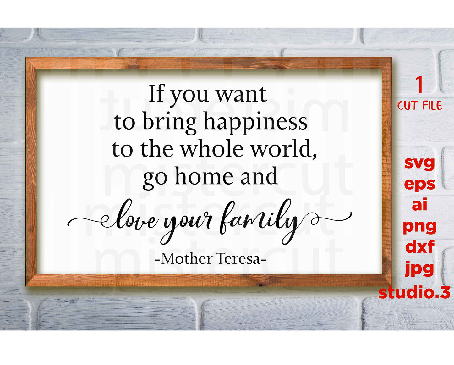 Mother Teresa - If you want to bring happiness, Christmas Sign svg, Farmhouse, Sign svg, png, jpg transfer, cut file, cricut, silhouette