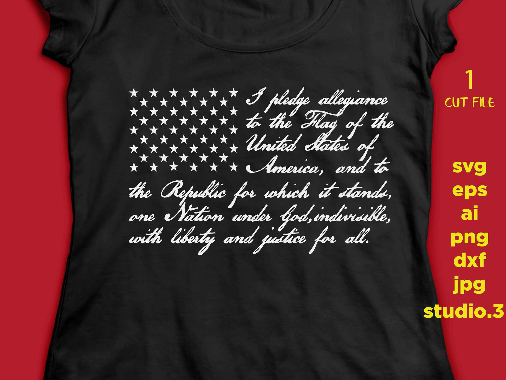 Pledge of Allegiance Flag SVG, Pledge of Allegiance USA, DFX, Cut file, wood sign decal Patriotic t shirt, fourth of july, cut file, jpeg