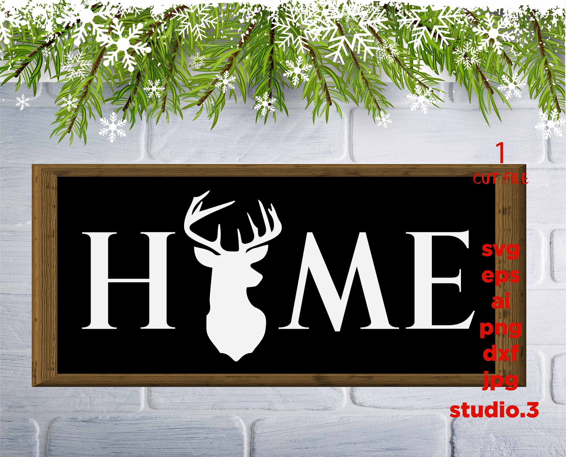 Home svg, Home with deer SVG, eps, png, jpg for paper on transfer, cut file, Modern Farmhouse, Farmhouse Sign svg, Cricut or silhouette