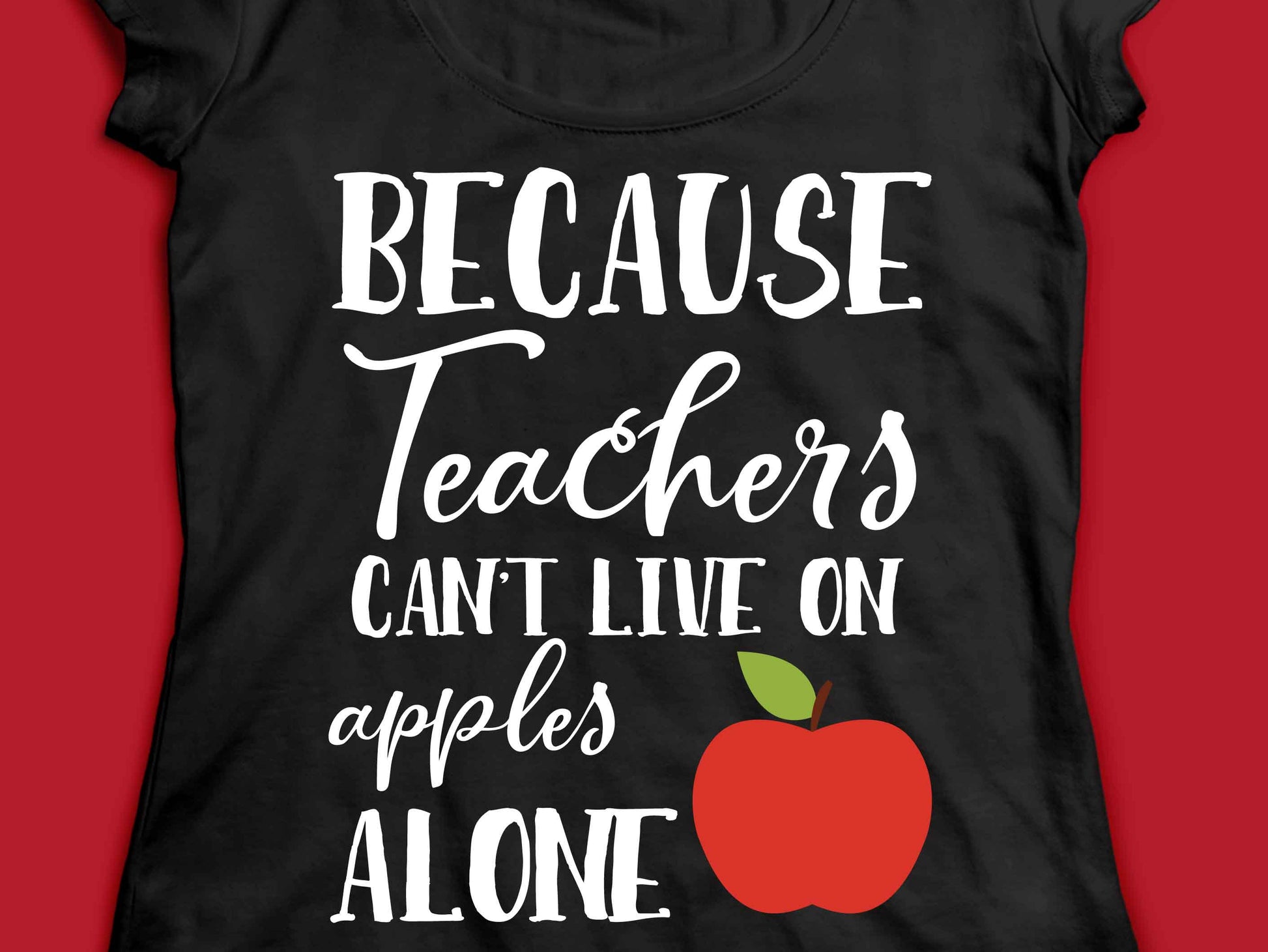 Because teachers can't live on apples alone, Svg, DXF, JPG, png, eps, SVG, ai, Cutting FIle, Cricut and Silhouette, teacher, school, RockiN