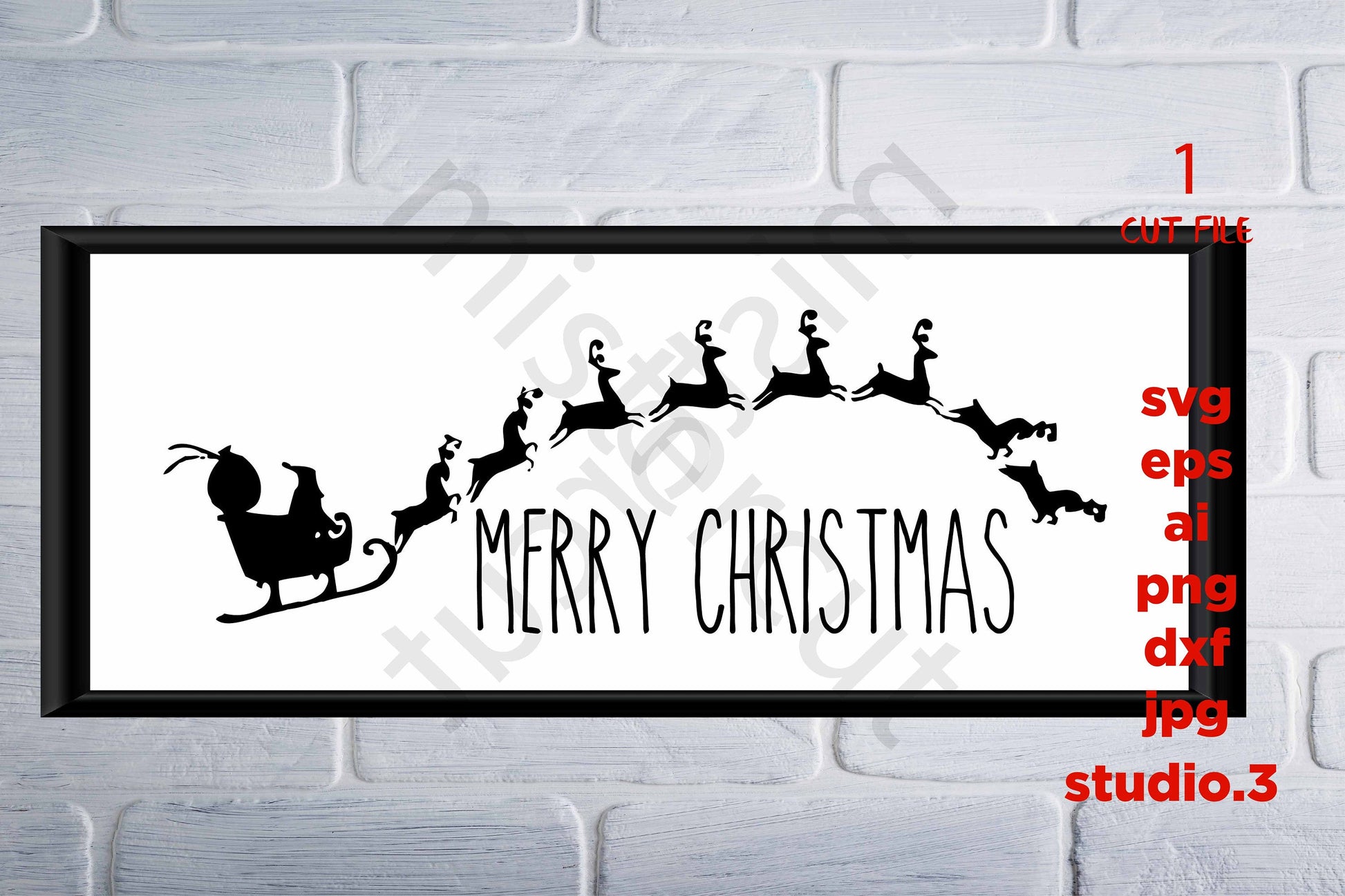 Merry Christmas Svg, santa svg, santa with sleight, Christmas Svg File, Holiday Svg File, Christmas Svg, Svg for wood signs