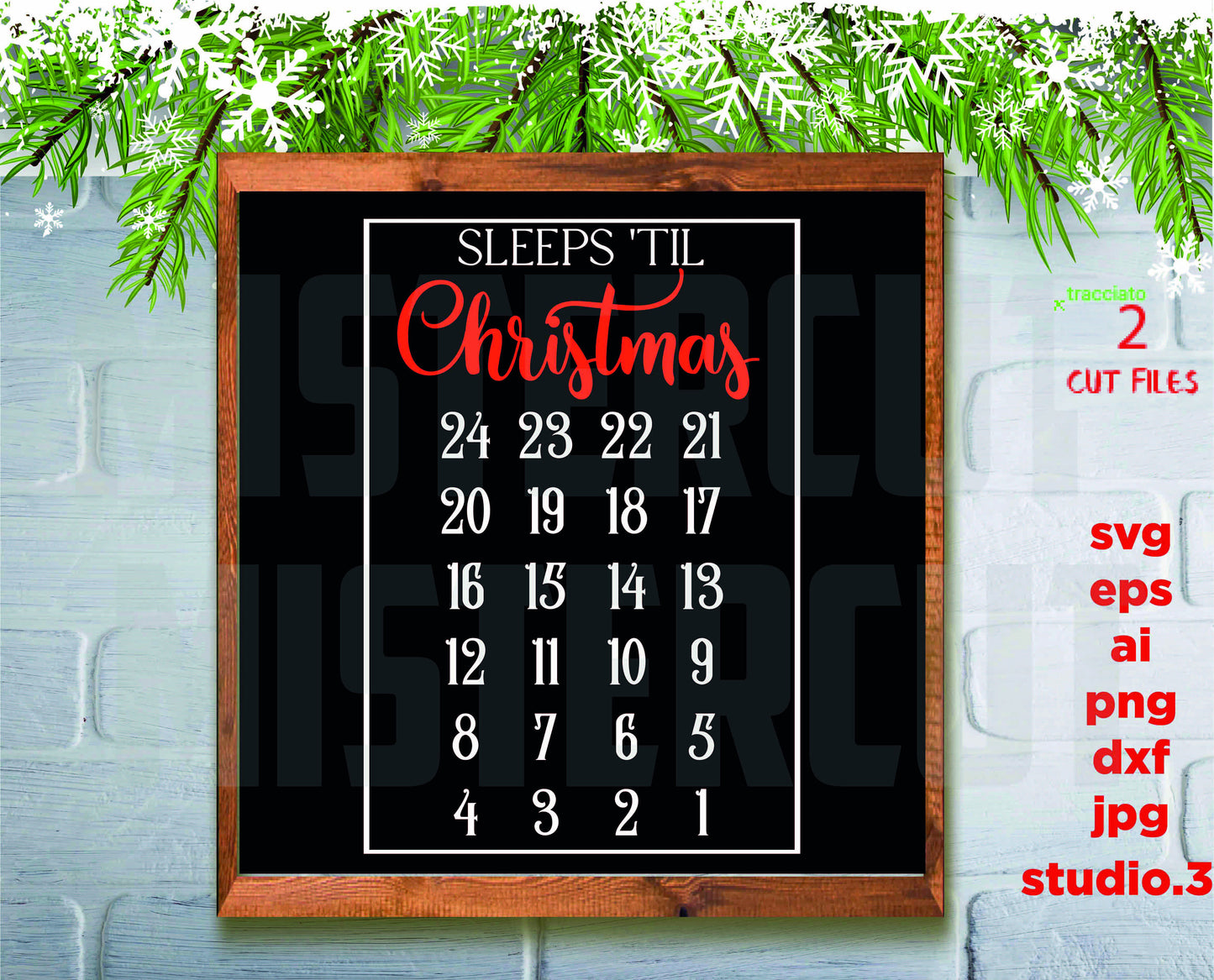 Sleeps 'til Christmas svg, Christmas svg, Advent Calendar, Christmas Countdown, Christmas DIY svg, png, jpg, cut file, cricut or silhouette