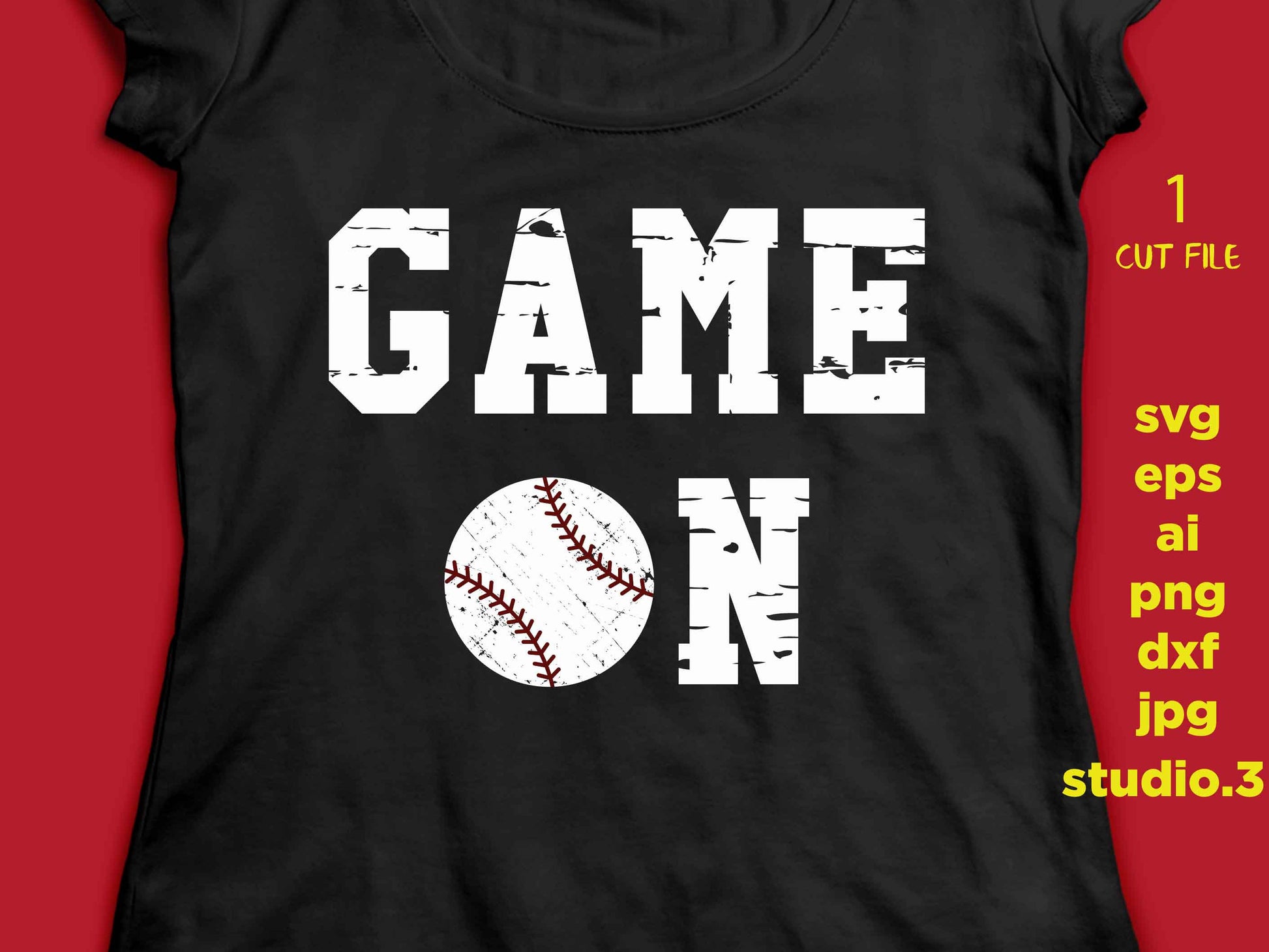 Game ON, baseball distressed SVG PNG, Dxf, jpg paper transfer, Cricut Silhouette cameo scrap booking, Distressed Files, baseball files