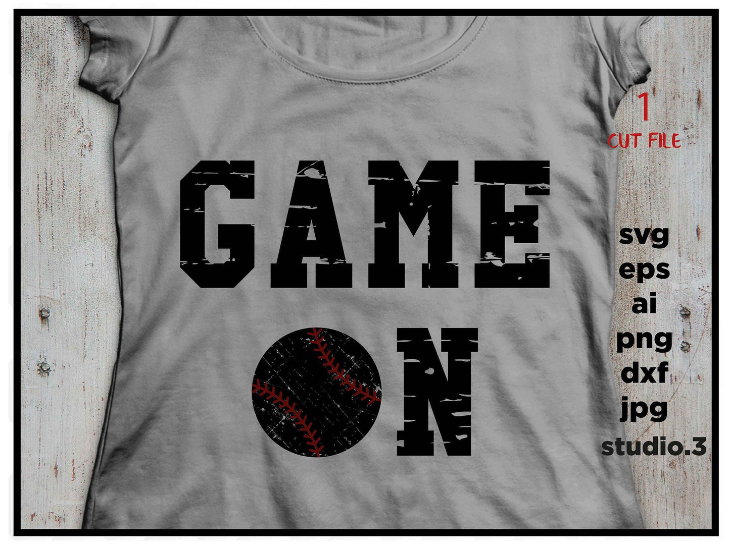 Game ON, baseball distressed SVG PNG, Dxf, jpg paper transfer, Cricut Silhouette cameo scrap booking, Distressed Files, baseball files