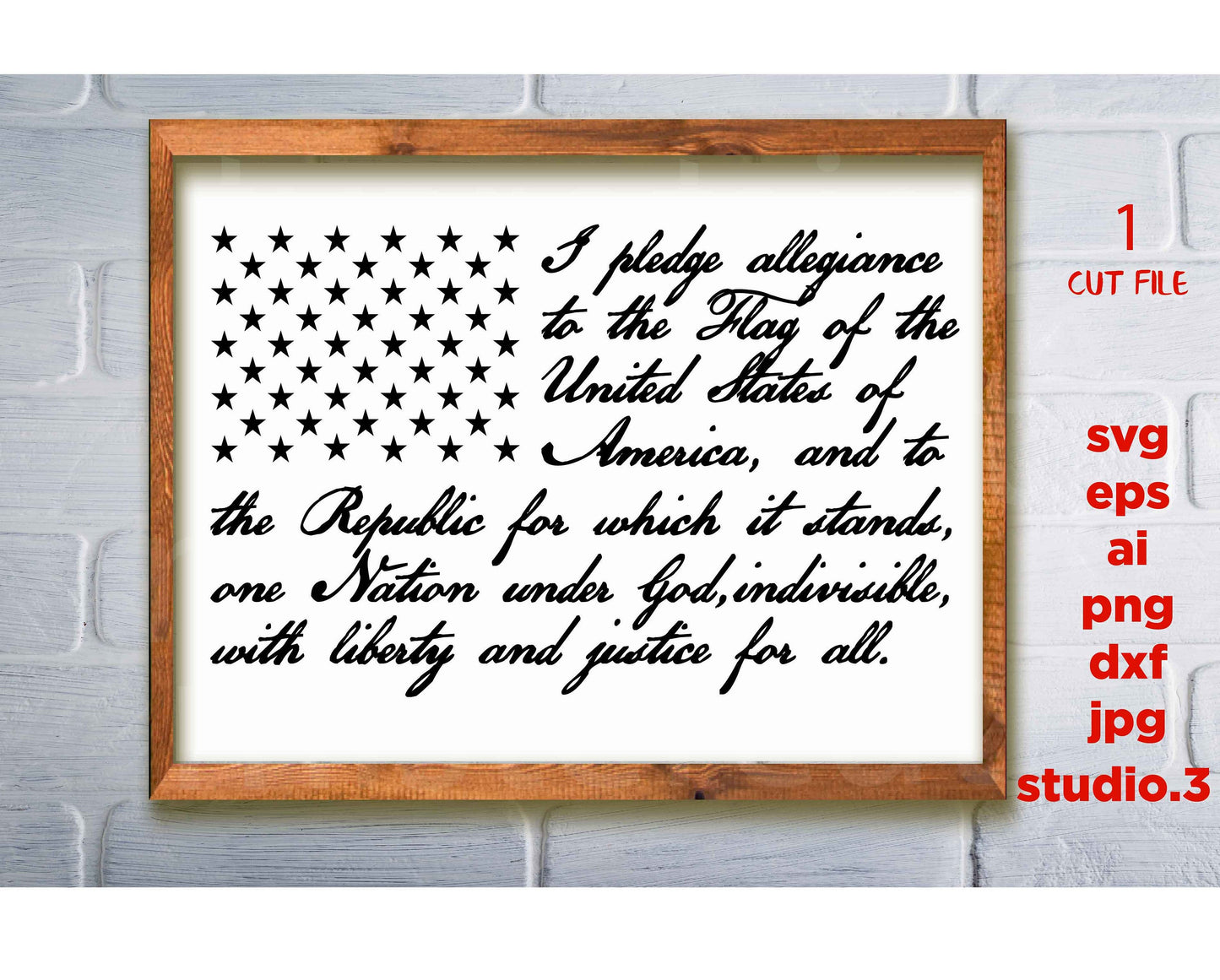 Pledge of Allegiance Flag SVG, Pledge of Allegiance USA, DFX, Cut file, wood sign decal Patriotic t shirt, fourth of july, cut file, jpeg