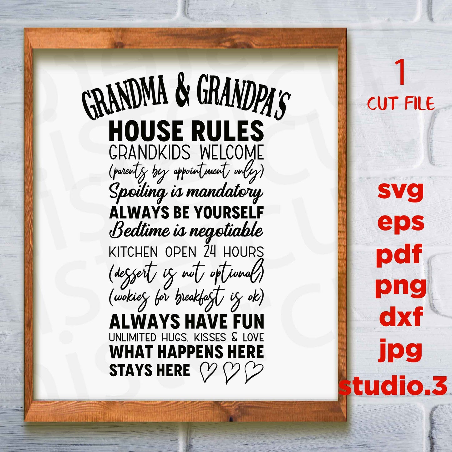 Grandma & Grandpa's House Rules svg dxf, png cut file, png, jpg, Grandparents svg, House Rules svg, Grandchildren svg, Grandkids svg