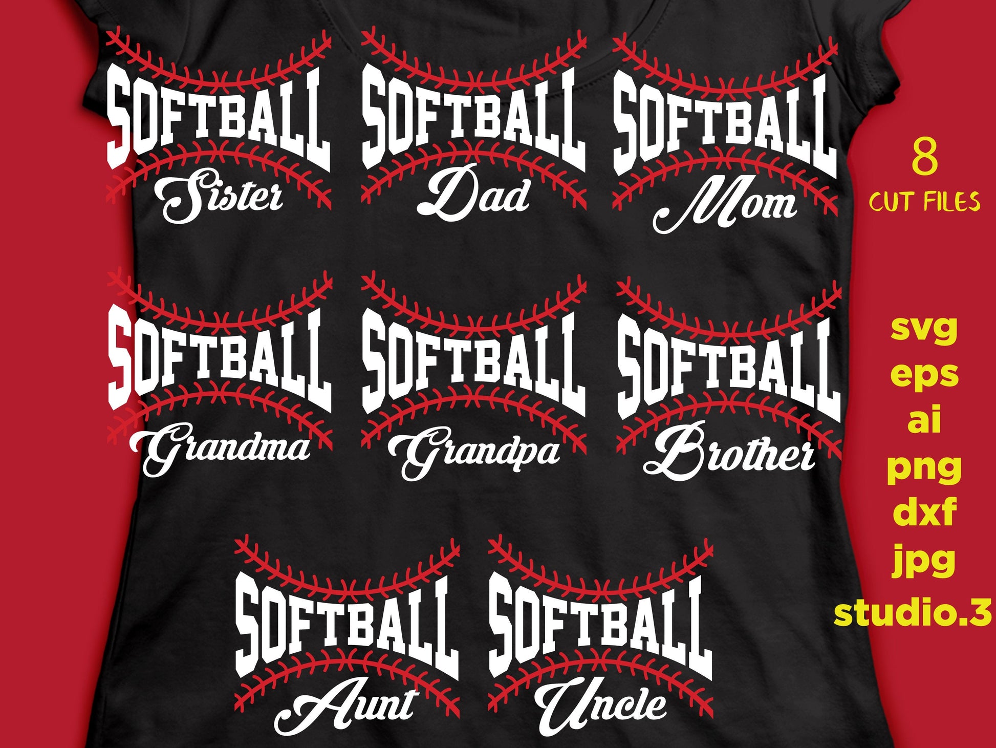 Softball relatives, Softball svg, Softball Mom, uncle, aunt, grandpa, grandma, sister, dad, brother svg, DxF, EpS, cut file Cut file