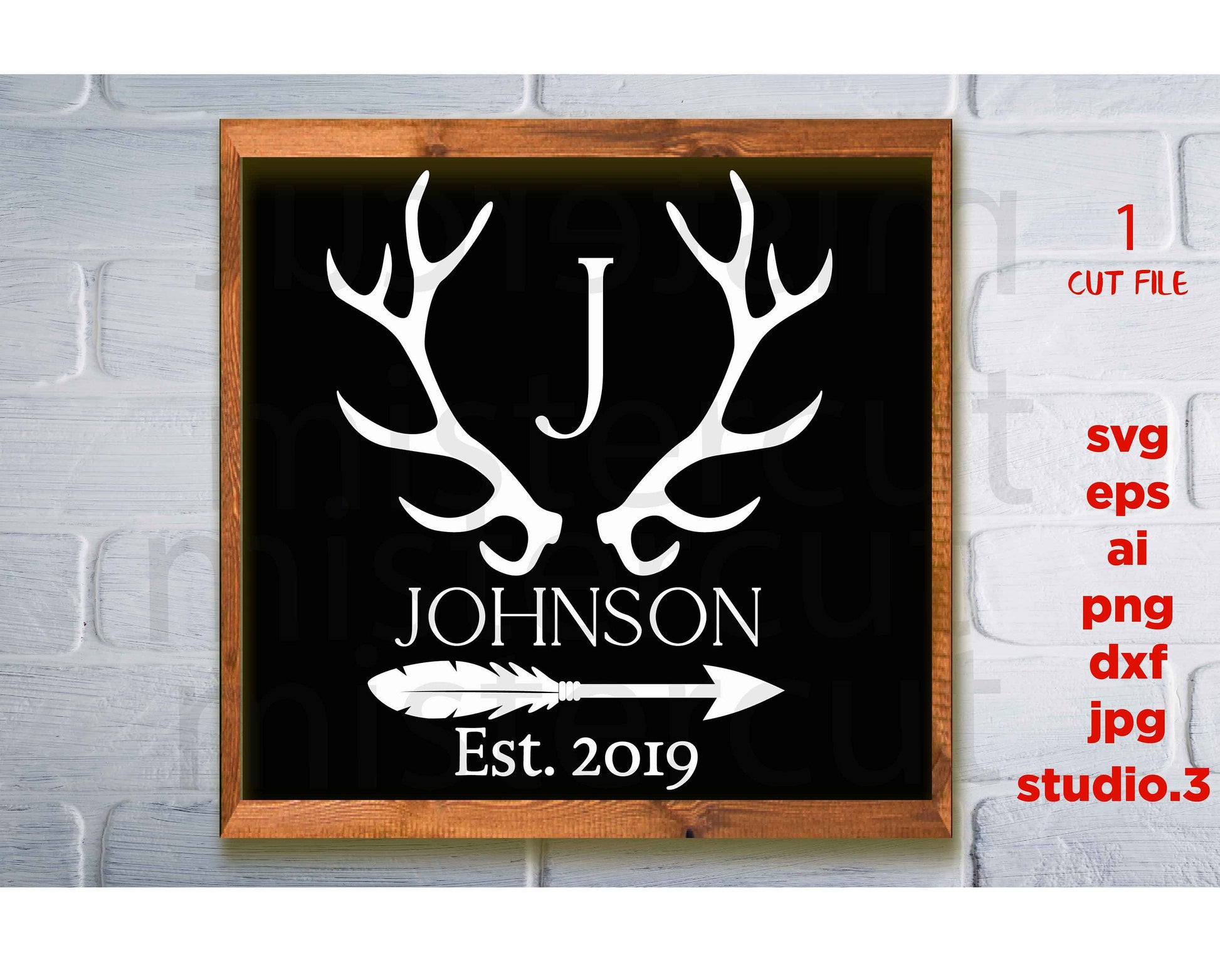 Family Name Sign svg, Antler Monogram Frame svg, Antler svg, Hunting svg, Cabin Sign svg eps, png, jpg transfer, cut file, cricut silhouette