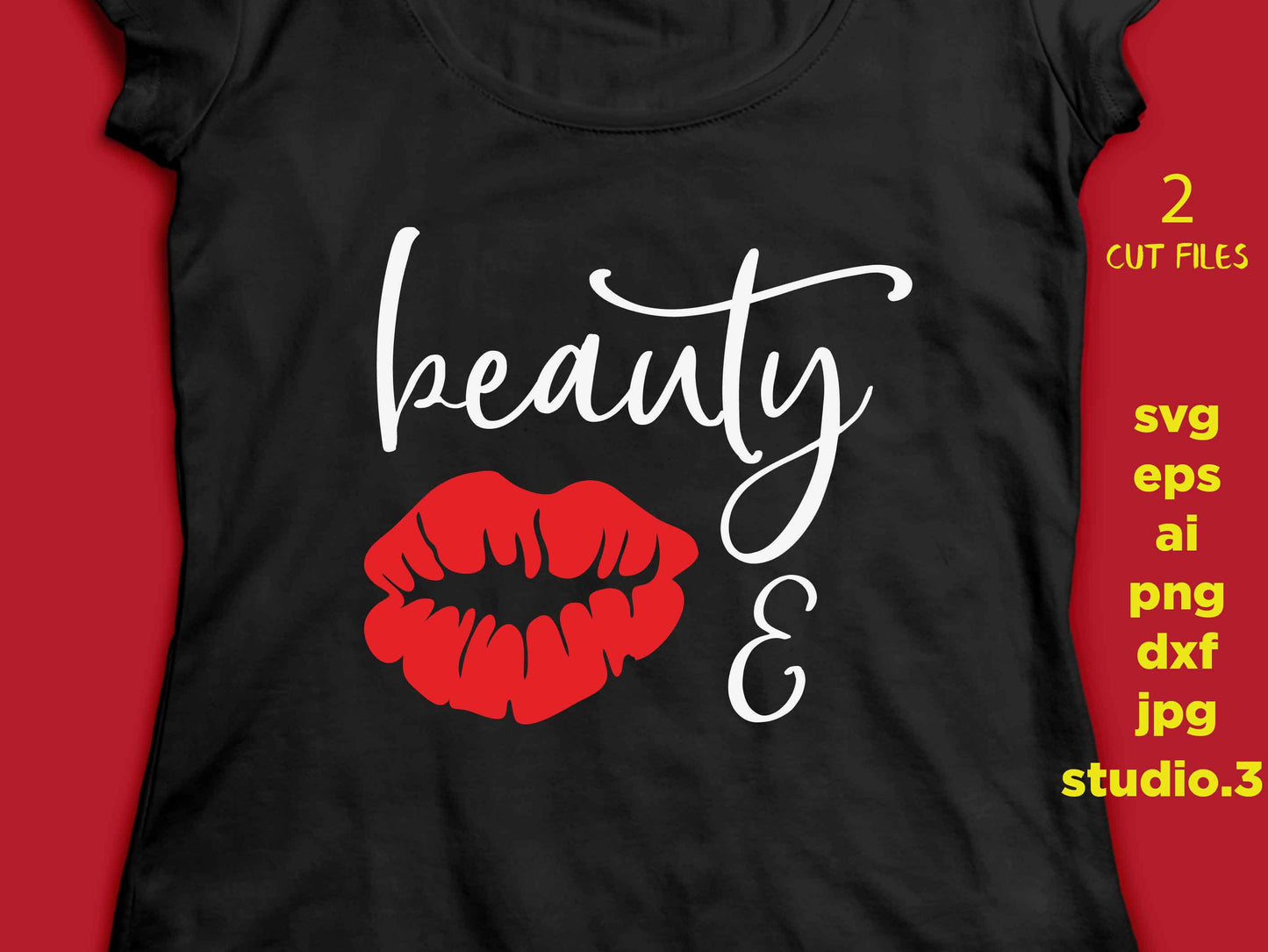 Beauty & The Beard svg, Beauty svg, Lips svg, Beard svg, Couple svg DXF, eps, png, jpg paper on transfer, cut file, cricut,silhouette