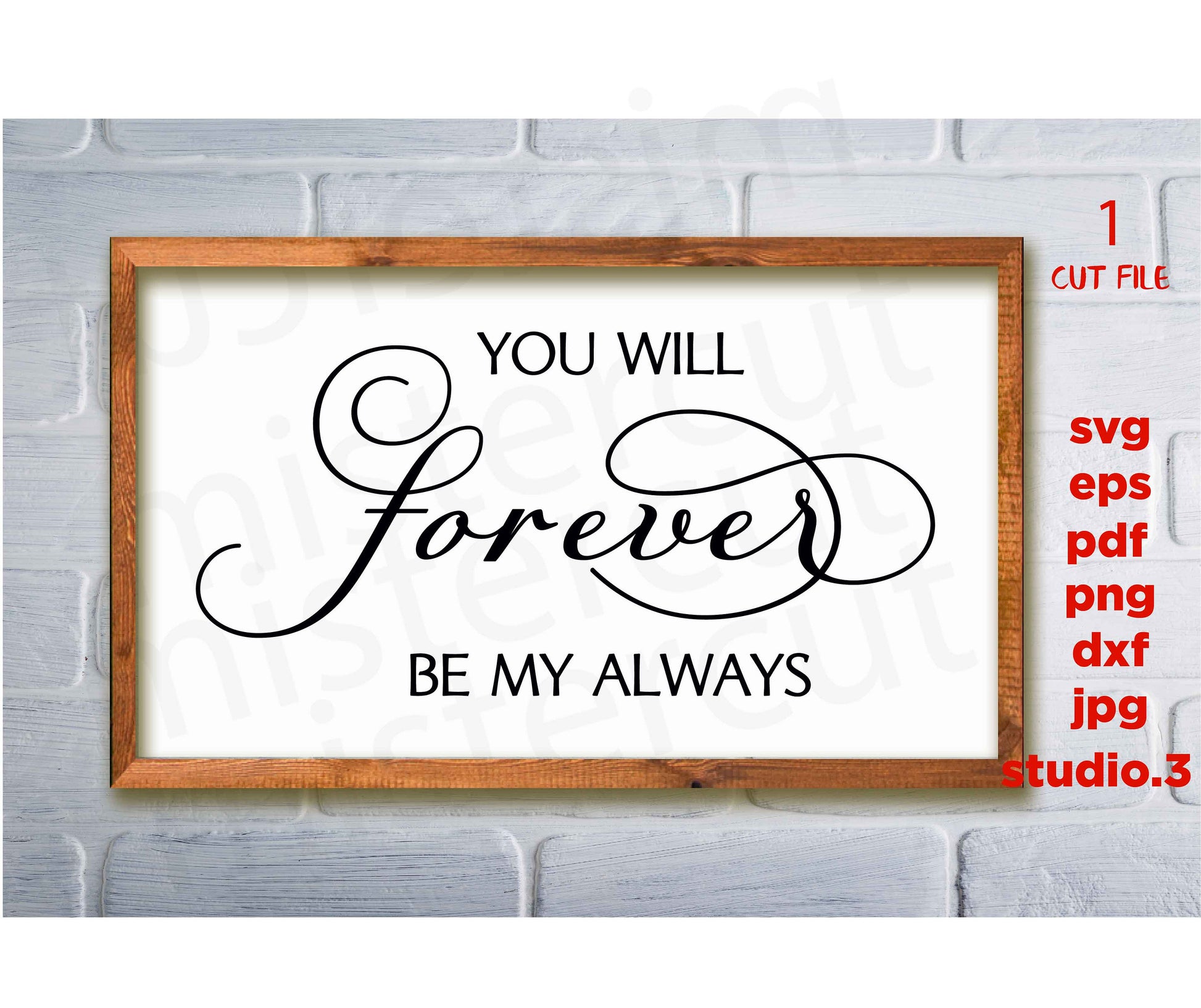 You Will Forever be my Always, wedding sign svg, svg for bedroom, sign svg, dxf, png cut file, wedding svg, home Sign svg, png, jpg transfer