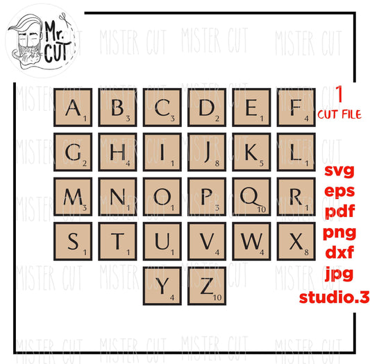 Tile Alphabet svg, Letters, Tile svg, Tiles svg, Alphabet svg, cut file, dxf, png, jpg transfer, eps, alphabet vector, tiles vector