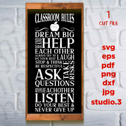 Classroom Rules Sign svg, Class Rules svg, Teacher svg, Back to School svg, svg, png, jpg transfer, cut file, Classroom svg, School svg,