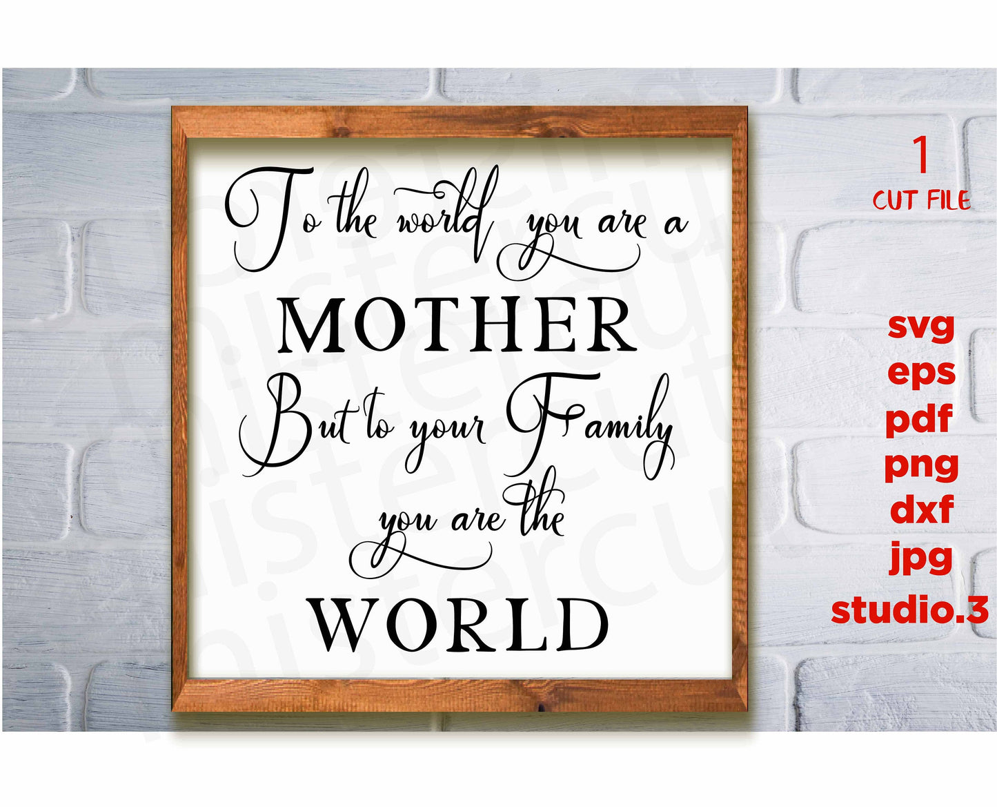 To The World You Are A Mother But To Your Family You Are The World Svg, dxf, jpg transfer, cut file, png, Mom Svg, Mom Quote Svg, family svg