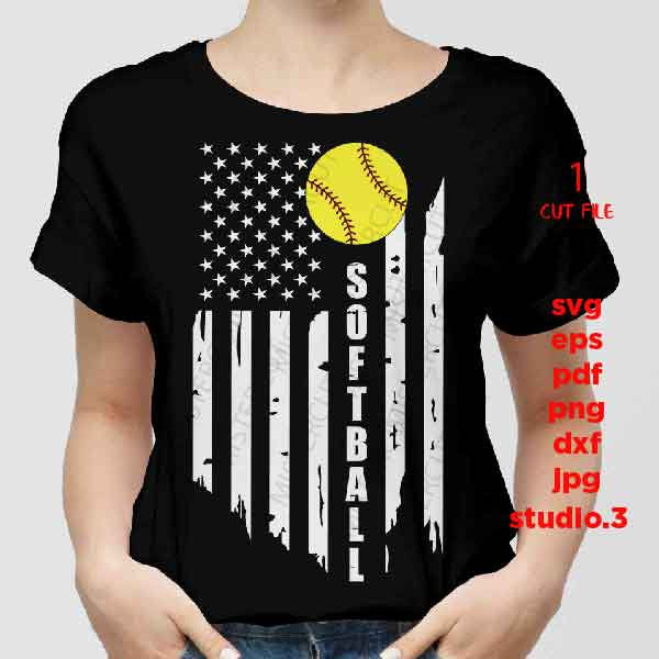 Softball usa Flag SVG, PNG, Dxf, jpg paper transfer, oilfield, Softball svg, american flag, 4th of july svg, Softball t shirt, USA flag