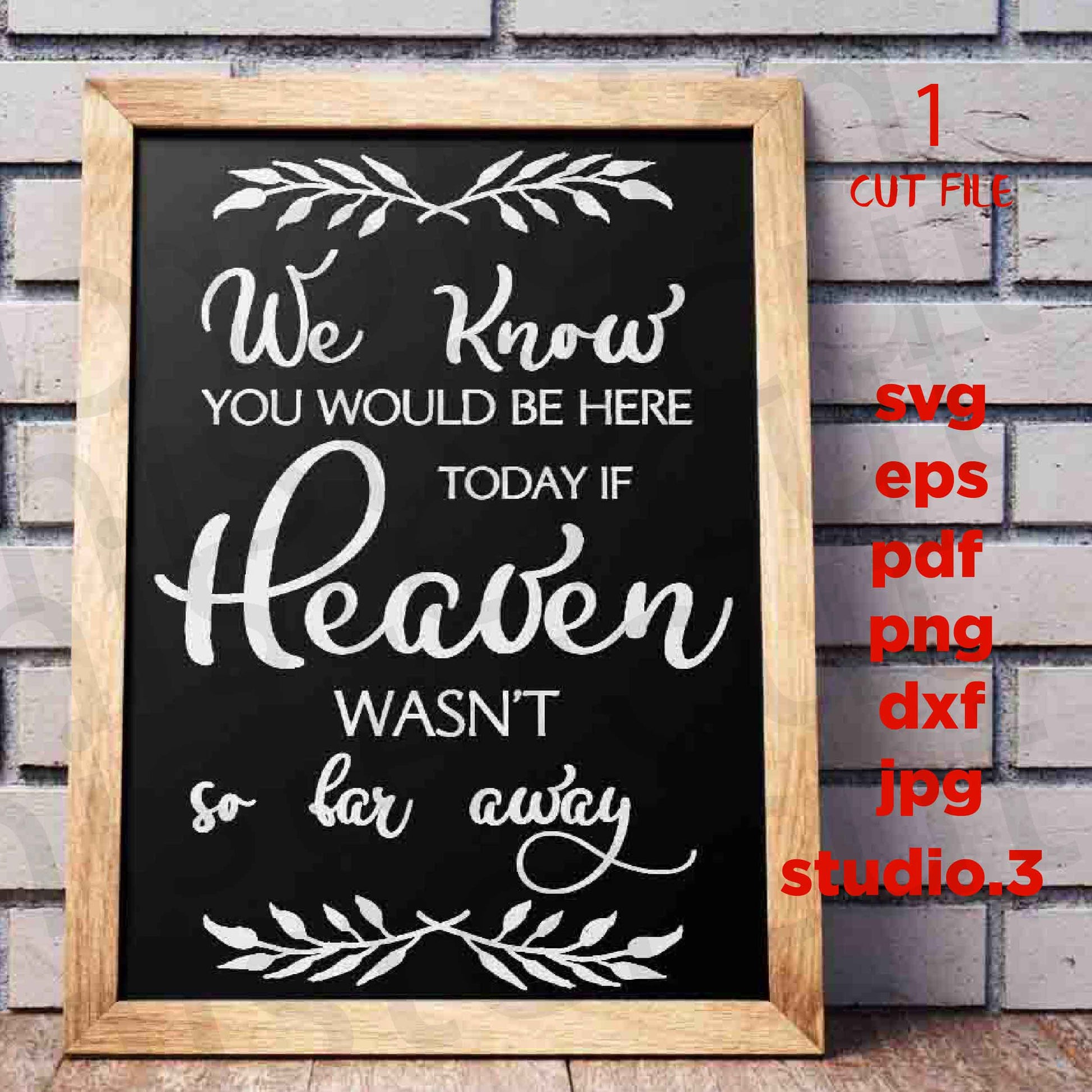 We Know You Would be here Today if Heaven wasn't so far Away svg, cut file, dxf, png, jpg transfer, Wedding Tribute svg, Wedding Sign svg,