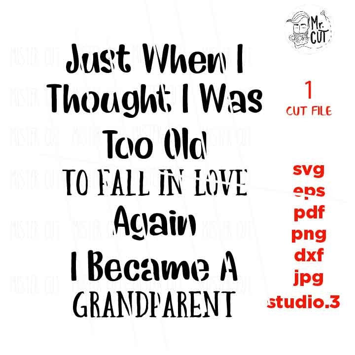 Just When I Thought I Was Too Old To Fall In Love Again I Became A Grandparent Svg, Grandpa Svg, Grandfathe dxf, jpg reverse, cut file, png