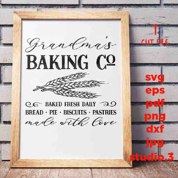 grandma's Baking Co svg, Baking svg, Kitchen svg, Farmhouse Style svg, dxf, png cut file, png, jpg treverse, grandma svg, grandmother svg