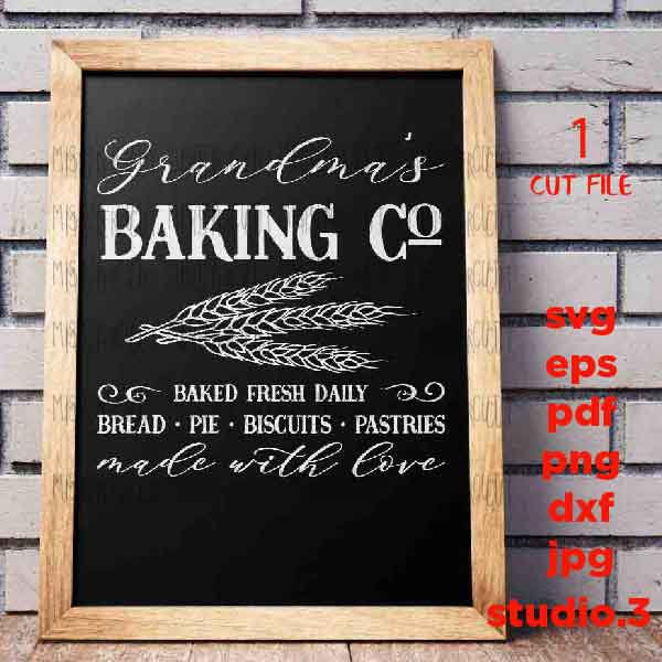 grandma's Baking Co svg, Baking svg, Kitchen svg, Farmhouse Style svg, dxf, png cut file, png, jpg treverse, grandma svg, grandmother svg