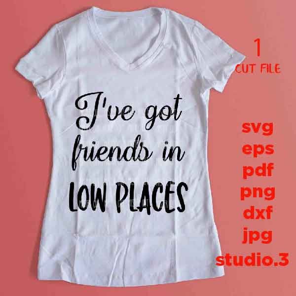 I've got Friends In Low Places dxf, jpg transfer, cut file, SVG, Southern Girl SVG, southern svg, country svg, western svg, southern quote