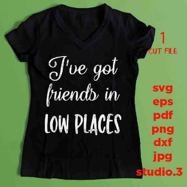 I've got Friends In Low Places dxf, jpg transfer, cut file, SVG, Southern Girl SVG, southern svg, country svg, western svg, southern quote