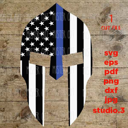 Police spartan helmet svg, dxf, png, jpg transfer, Thin blue line flag, American flag svg, Police flag design, Police t shirt, 4th of july