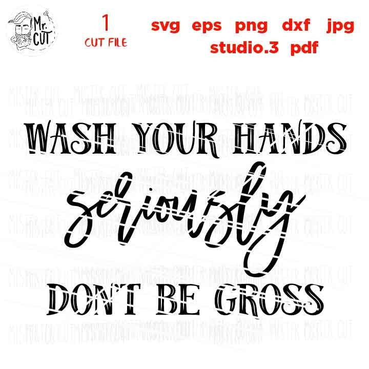 Wash Your Hands Seriously Don't Be Gross, Bathroom Digital Cut File, dxf, cut file, jpg reverse png, funny bathroom signs, kids bathroom