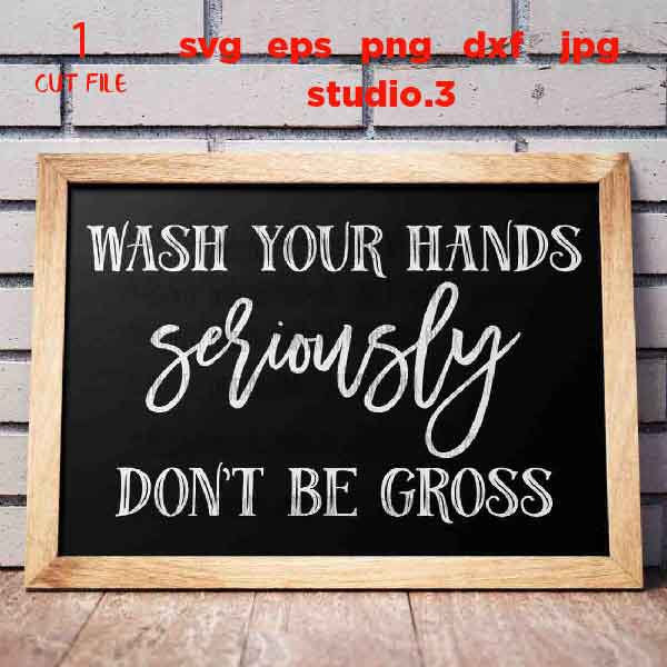 Wash Your Hands Seriously Don't Be Gross, Bathroom Digital Cut File, dxf, cut file, jpg reverse png, funny bathroom signs, kids bathroom