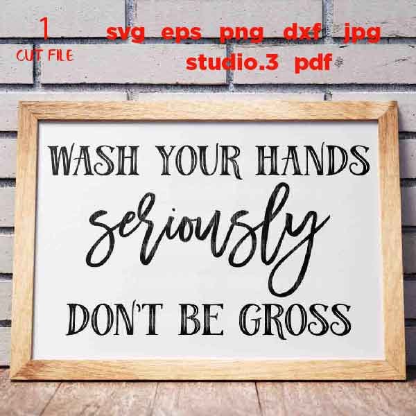 Wash Your Hands Seriously Don't Be Gross, Bathroom Digital Cut File, dxf, cut file, jpg reverse png, funny bathroom signs, kids bathroom