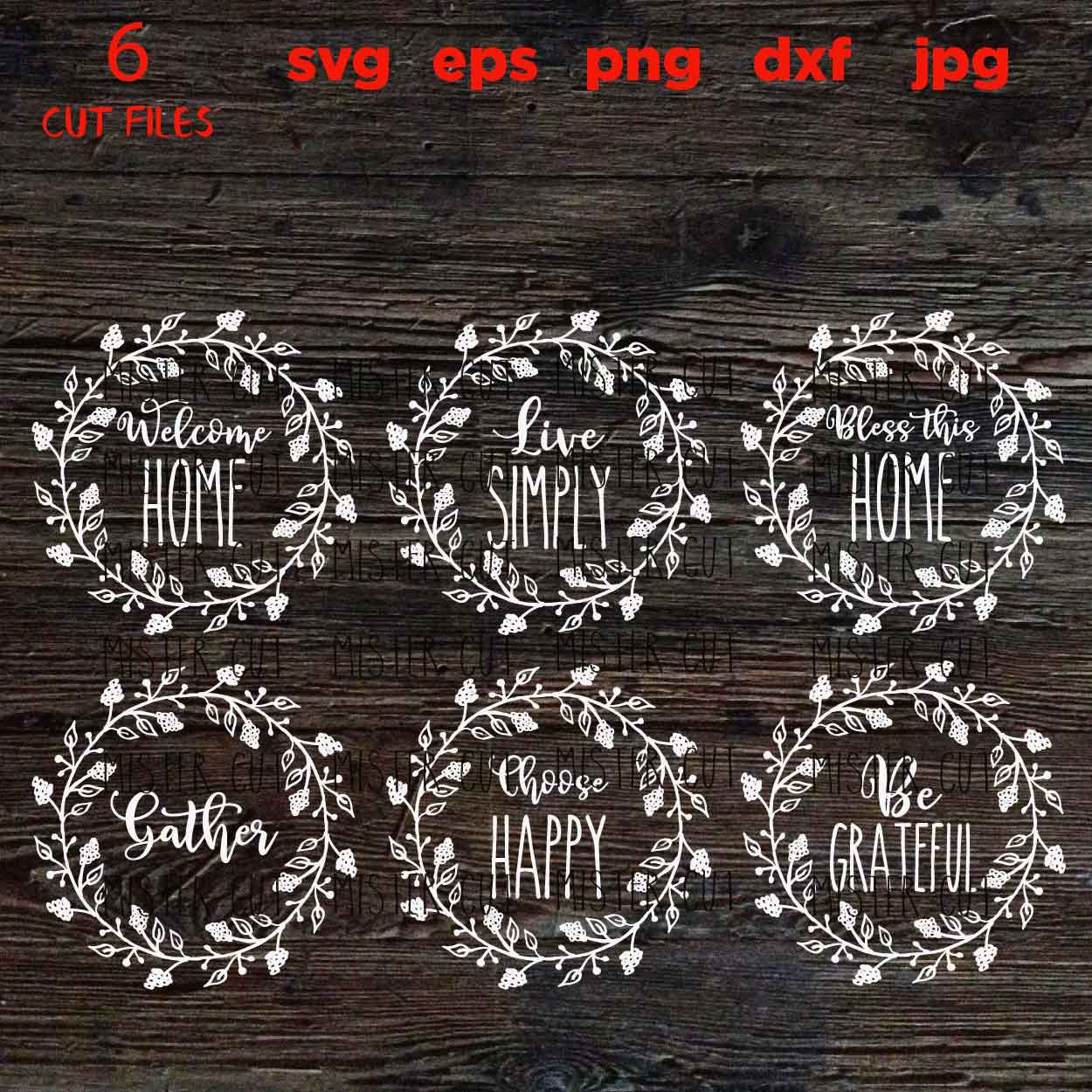 Wreath Bundle Svg, Welcome Home Svg, Choose Happy Svg, Gather Svg, Be Grateful Svg, Live Simple Svg, Bless This Home Svg, Farm Life Svg