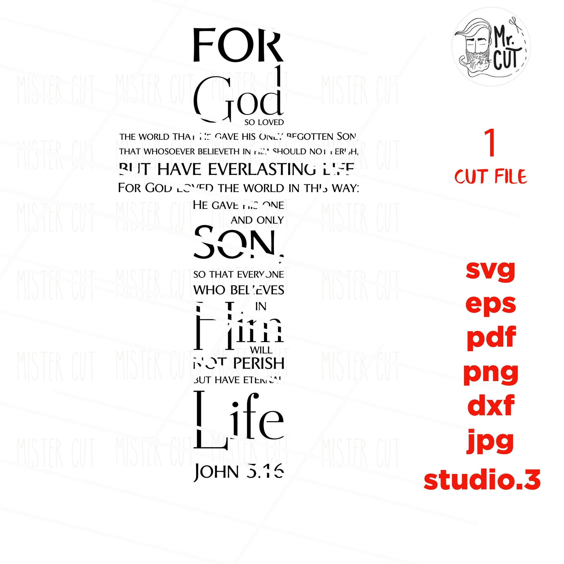 Christian saying svg, Cross svg, John 3:16 svg, Holy Bible svg, Christian svg,  DxF, EpS, cut file, png, jpg transfer, christian sign svg