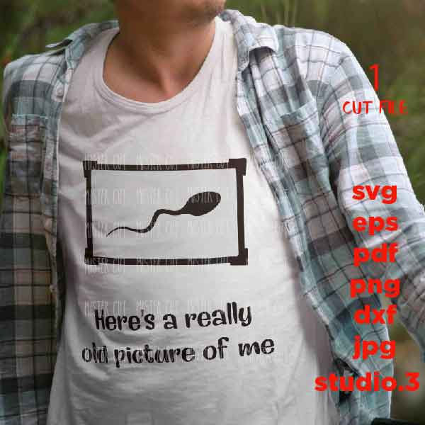 Here's A Really Old Picture Of Me SVG, dxf, jpg transfer, cut file, Funny Signs, funny tee shirt Sperm Gifts for Dad T-Shirt, Man Cave Signs