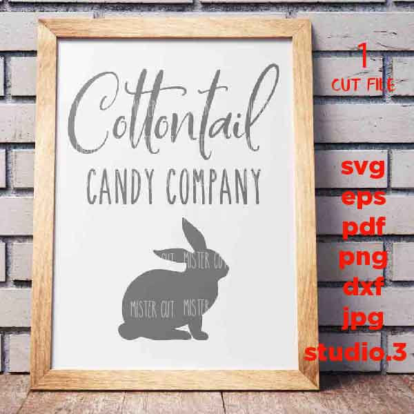 Cottontail Candy Company svg, Easter, Home DecoR, DxF, EpS, studio.3, png, jpg REVERSE, Easter svg, Bunny svg, Cottontail svg, Rabbit svg