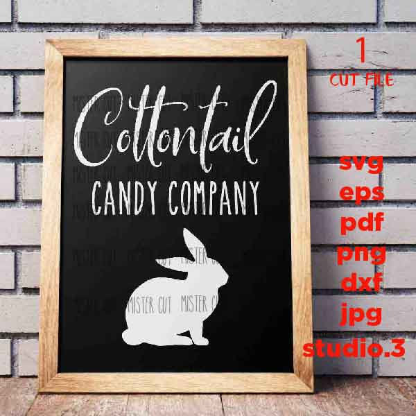 Cottontail Candy Company svg, Easter, Home DecoR, DxF, EpS, studio.3, png, jpg REVERSE, Easter svg, Bunny svg, Cottontail svg, Rabbit svg