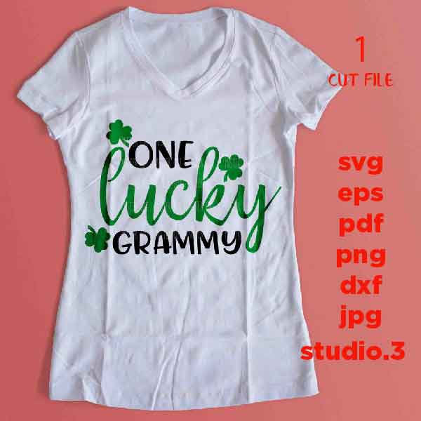 One Lucky Grandma Svg, St.Patricks Day Svg, St Patty Svg, Lucky, Grandma Svg, Grammy Svg, dxf, jpg reverse, studio.3, png, Irish Shirt svg