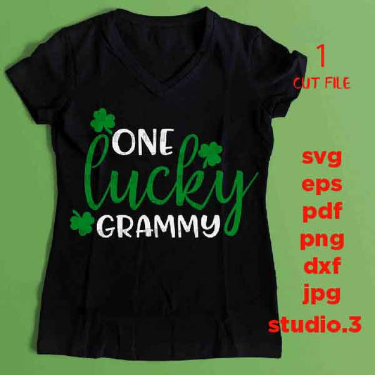 One Lucky Grandma Svg, St.Patricks Day Svg, St Patty Svg, Lucky, Grandma Svg, Grammy Svg, dxf, jpg reverse, studio.3, png, Irish Shirt svg