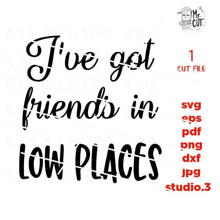 I've got Friends In Low Places dxf, jpg transfer, cut file, SVG, Southern Girl SVG, southern svg, country svg, western svg, southern quote