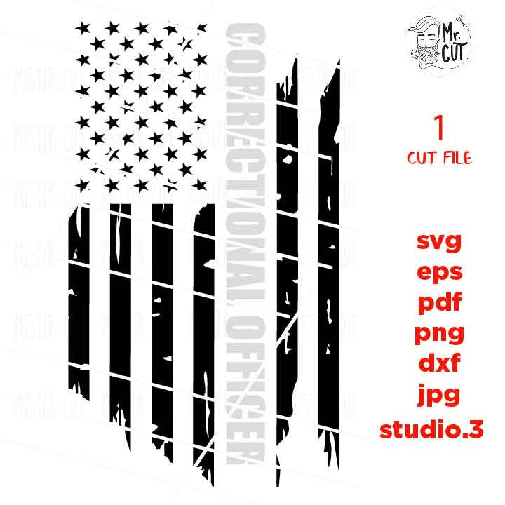 USA flag svg, Correctional Officer Flag, Thin Silver Line Flag, Correctional Officer Distressed Flag Distressed flag Svg, PNG, Dxf, usa flag