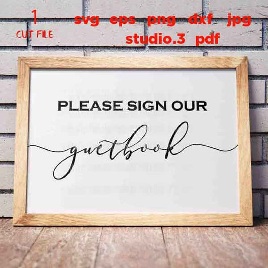 Wedding Guestbook svg, dxf, png, mirrored jpg, Guestbook Sign svg, Wedding svg, Rustic Wedding svg, Farmhouse Style, Wedding farmhouse svg